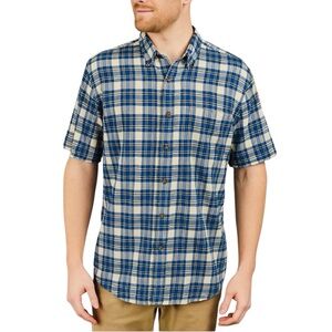 LANDS’ END men’s cotton short sleeve button down shirt size medium
